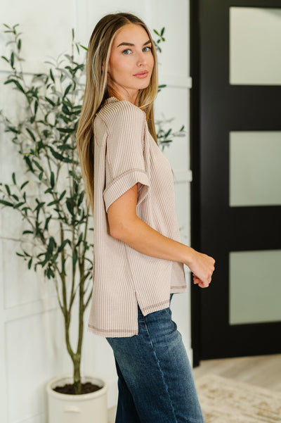 Catch Me Loungin’ Cable Ribbed Knit Top in Ash Mocha-Womens-Ave Shops-Market Street Nest, Fashionable Clothing, Shoes and Home Décor Located in Mabank, TX