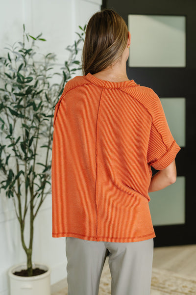 Catch Me Loungin’ Cable Ribbed Knit Top in Burnt Orange-Womens-Ave Shops-Market Street Nest, Fashionable Clothing, Shoes and Home Décor Located in Mabank, TX
