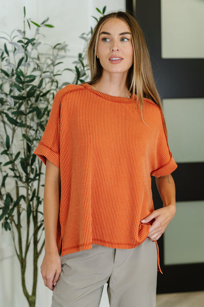 Catch Me Loungin’ Cable Ribbed Knit Top in Burnt Orange-Womens-Ave Shops-Market Street Nest, Fashionable Clothing, Shoes and Home Décor Located in Mabank, TX