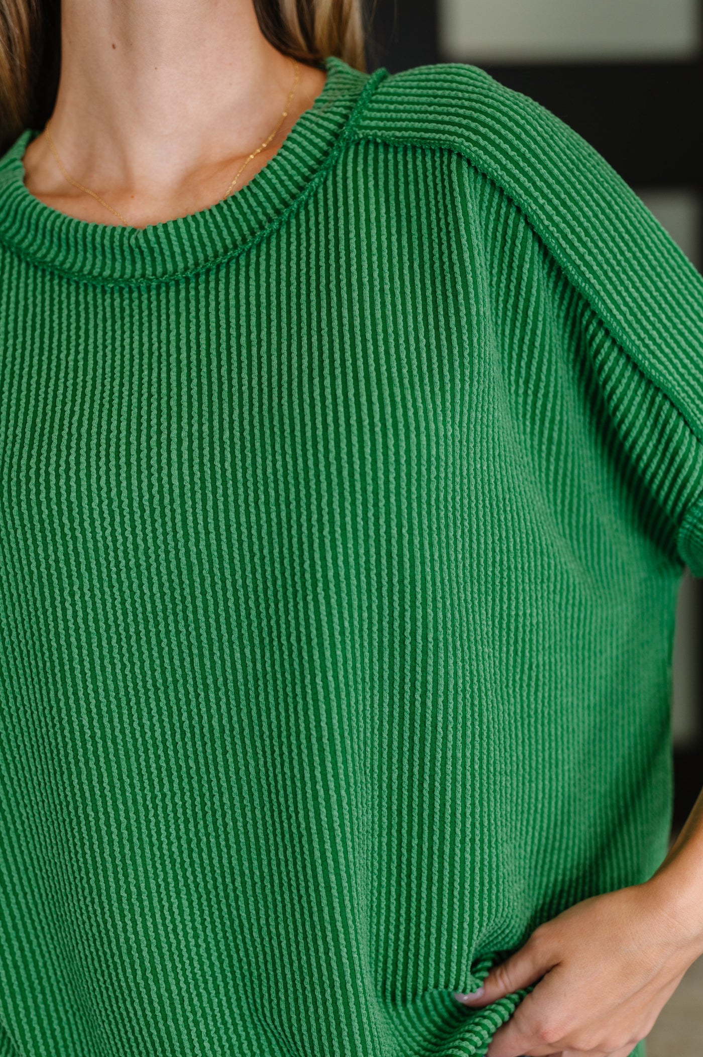 Catch Me Loungin’ Cable Ribbed Knit Top in Dark Green-Womens-Ave Shops-Market Street Nest, Fashionable Clothing, Shoes and Home Décor Located in Mabank, TX