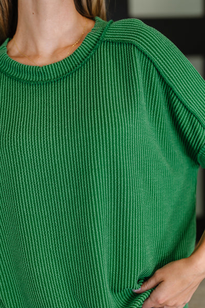 Catch Me Loungin’ Cable Ribbed Knit Top in Dark Green-Womens-Ave Shops-Market Street Nest, Fashionable Clothing, Shoes and Home Décor Located in Mabank, TX