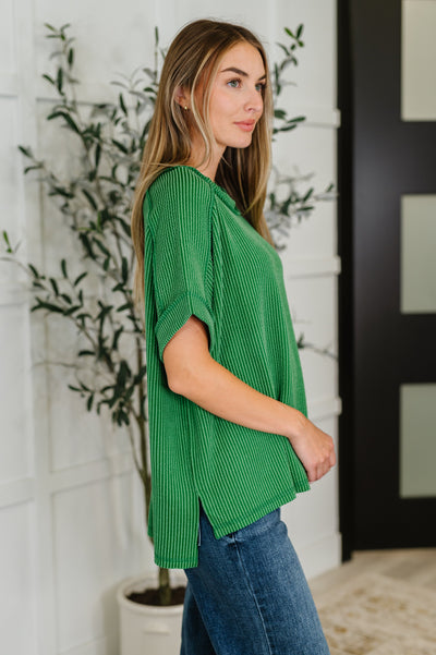 Catch Me Loungin’ Cable Ribbed Knit Top in Dark Green-Womens-Ave Shops-Market Street Nest, Fashionable Clothing, Shoes and Home Décor Located in Mabank, TX
