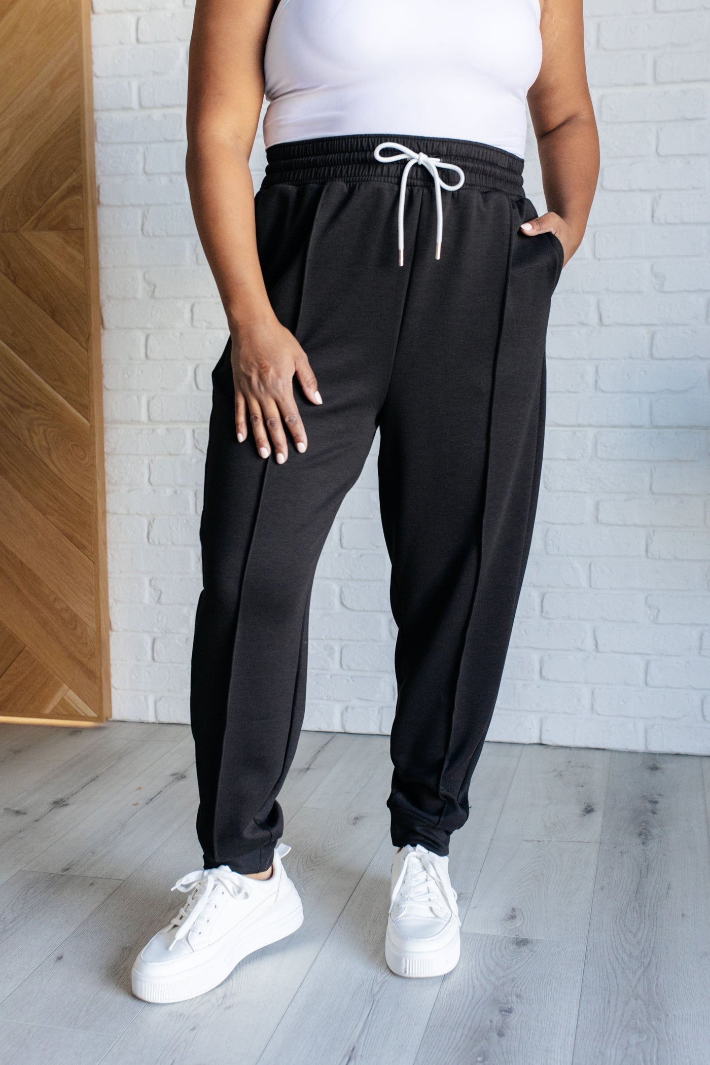 Center Seam Scuba Joggers in Black-Bottoms-Ave Shops-Market Street Nest, Fashionable Clothing, Shoes and Home Décor Located in Mabank, TX