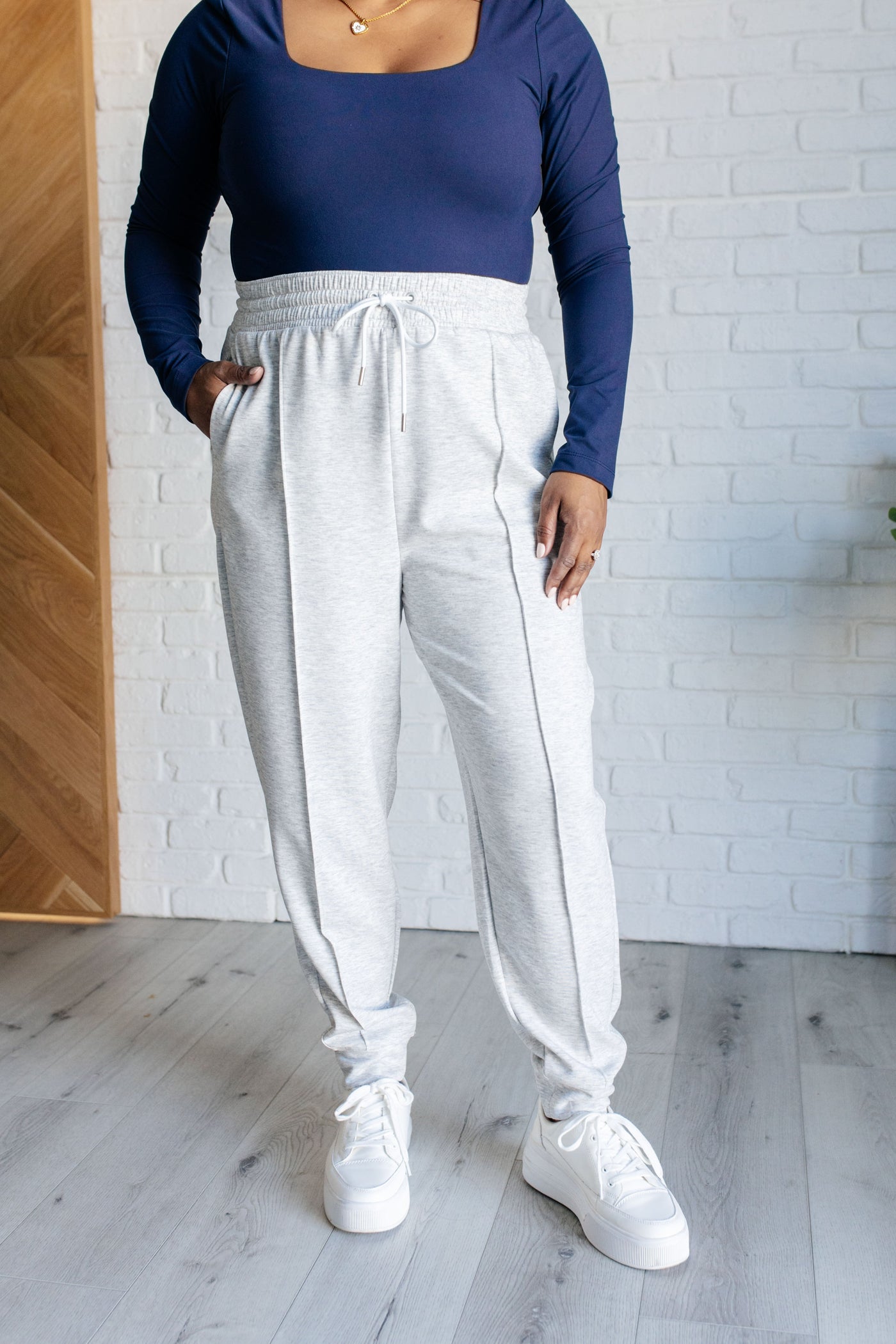 Center Seam Scuba Joggers in Heather Grey-Bottoms-Ave Shops-Market Street Nest, Fashionable Clothing, Shoes and Home Décor Located in Mabank, TX