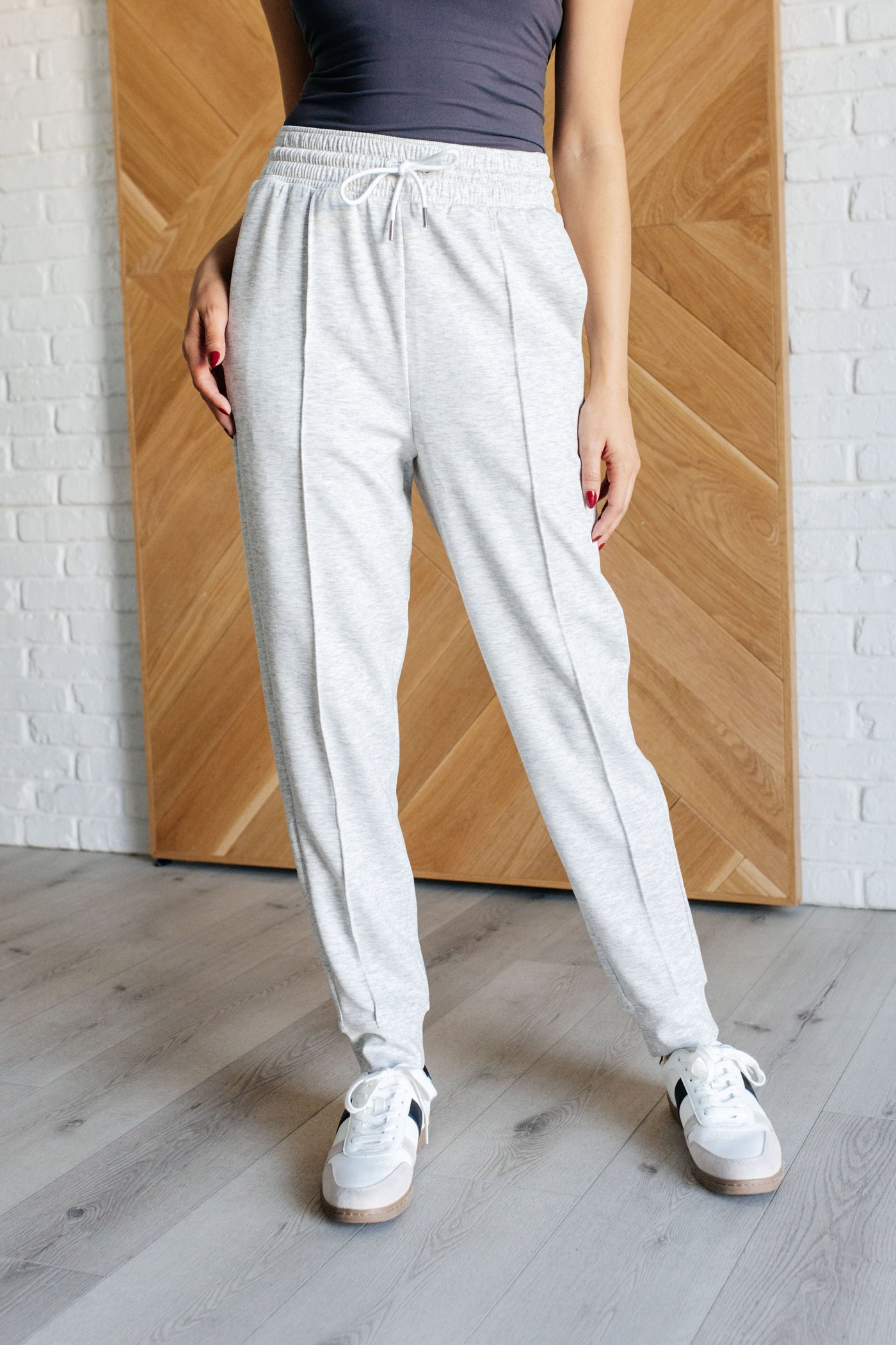 Center Seam Scuba Joggers in Heather Grey-Bottoms-Ave Shops-Market Street Nest, Fashionable Clothing, Shoes and Home Décor Located in Mabank, TX