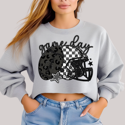 Checkered and Leopard Gameday Sweatshirt-Womens-Ave Shops-Market Street Nest, Fashionable Clothing, Shoes and Home Décor Located in Mabank, TX