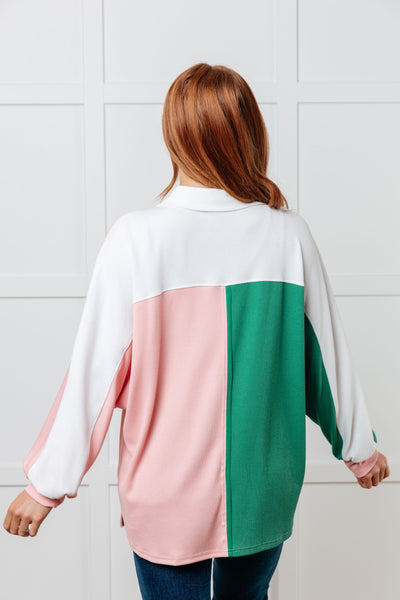 Chip Off the Old Colorblock V-Neck Henley in Green-Tops-Ave Shops-Market Street Nest, Fashionable Clothing, Shoes and Home Décor Located in Mabank, TX
