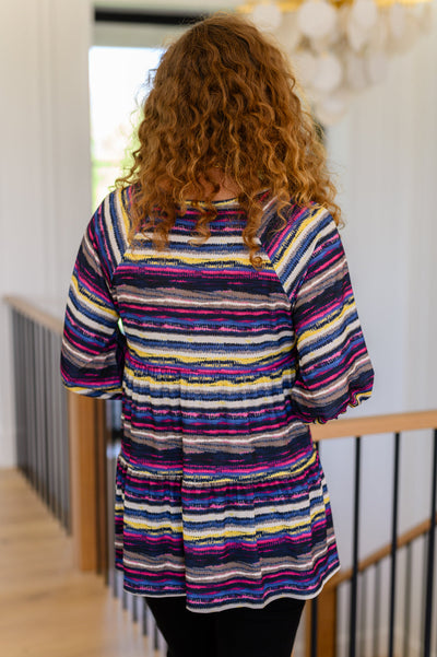 Circle Back Striped V-Neck Top-Tops-Ave Shops-Market Street Nest, Fashionable Clothing, Shoes and Home Décor Located in Mabank, TX