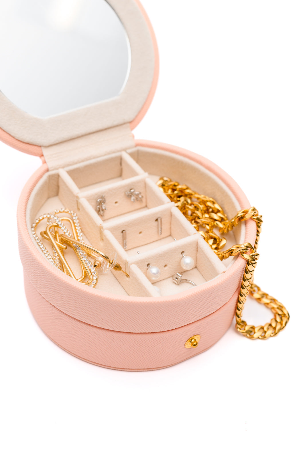 Circular Travel Jewelry Case in Pink-Home & Decor-Ave Shops-Market Street Nest, Fashionable Clothing, Shoes and Home Décor Located in Mabank, TX