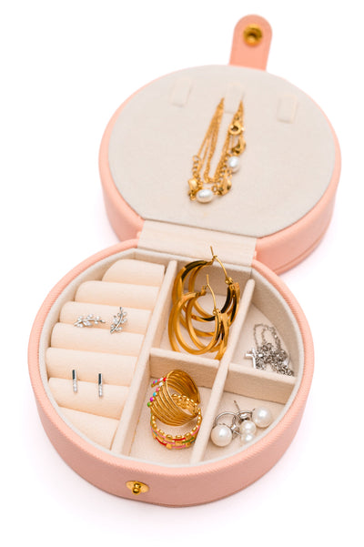 Circular Travel Jewelry Case in Pink-Home & Decor-Ave Shops-Market Street Nest, Fashionable Clothing, Shoes and Home Décor Located in Mabank, TX