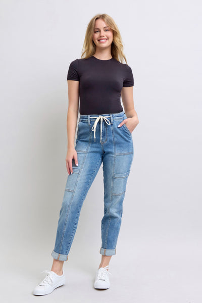 Clayton High Rise Cuffed Cargo Denim Jogger-Womens-Ave Shops-Market Street Nest, Fashionable Clothing, Shoes and Home Décor Located in Mabank, TX