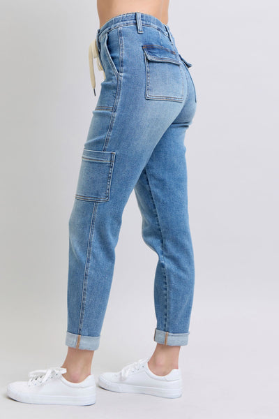 Clayton High Rise Cuffed Cargo Denim Jogger-Womens-Ave Shops-Market Street Nest, Fashionable Clothing, Shoes and Home Décor Located in Mabank, TX