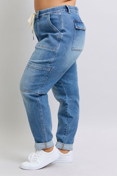 Clayton High Rise Cuffed Cargo Denim Jogger-Womens-Ave Shops-Market Street Nest, Fashionable Clothing, Shoes and Home Décor Located in Mabank, TX