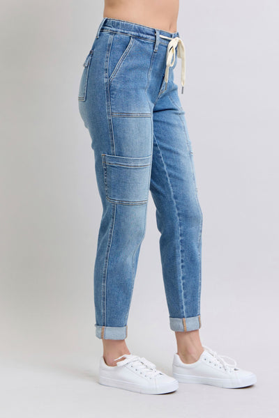 Clayton High Rise Cuffed Cargo Denim Jogger-Womens-Ave Shops-Market Street Nest, Fashionable Clothing, Shoes and Home Décor Located in Mabank, TX