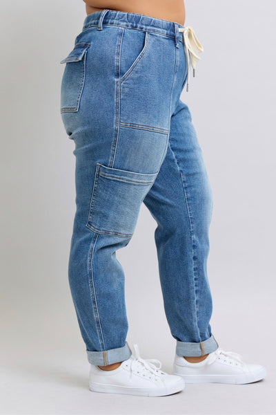 Clayton High Rise Cuffed Cargo Denim Jogger-Womens-Ave Shops-Market Street Nest, Fashionable Clothing, Shoes and Home Décor Located in Mabank, TX