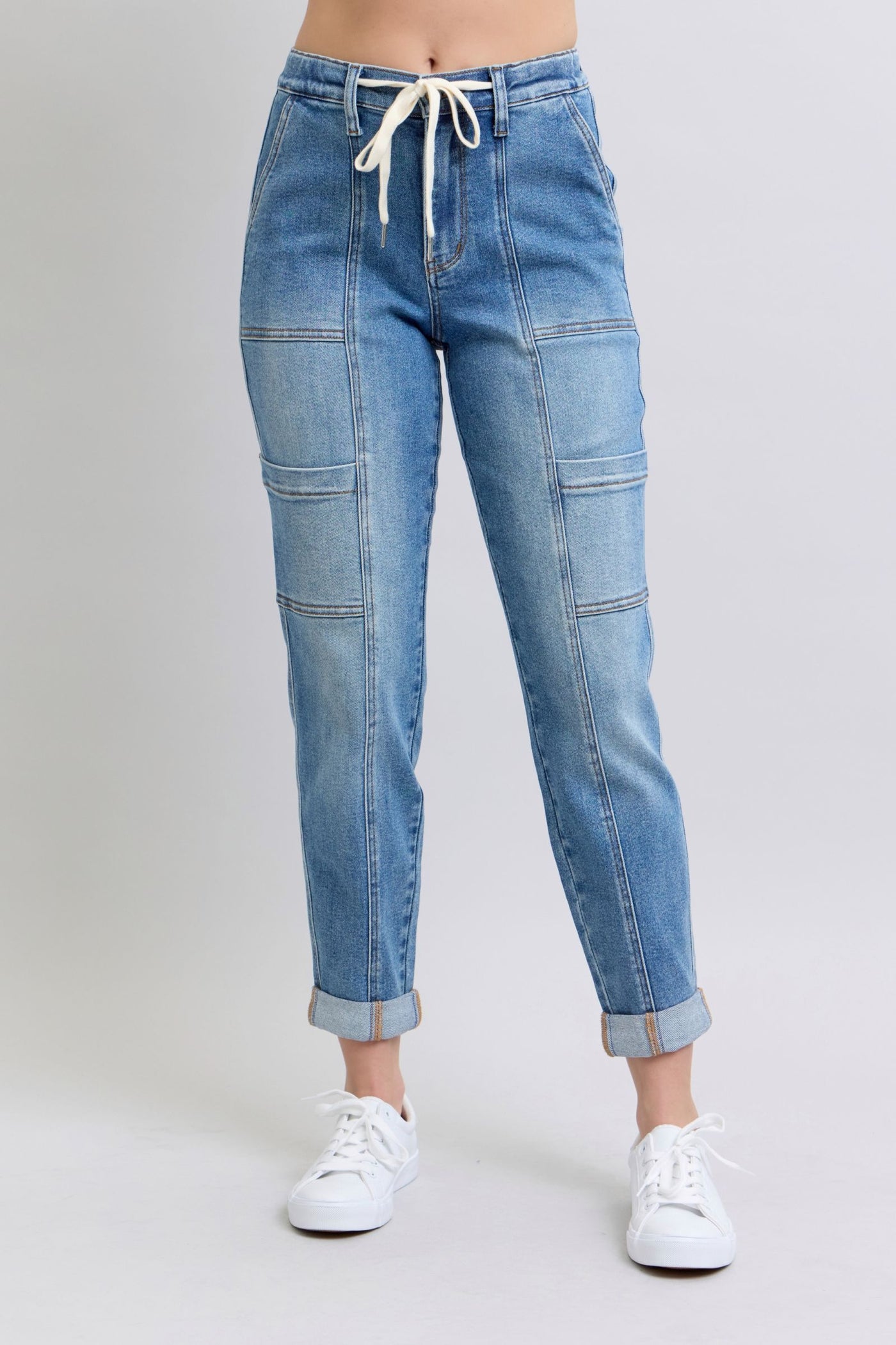 Clayton High Rise Cuffed Cargo Denim Jogger-Womens-Ave Shops-Market Street Nest, Fashionable Clothing, Shoes and Home Décor Located in Mabank, TX