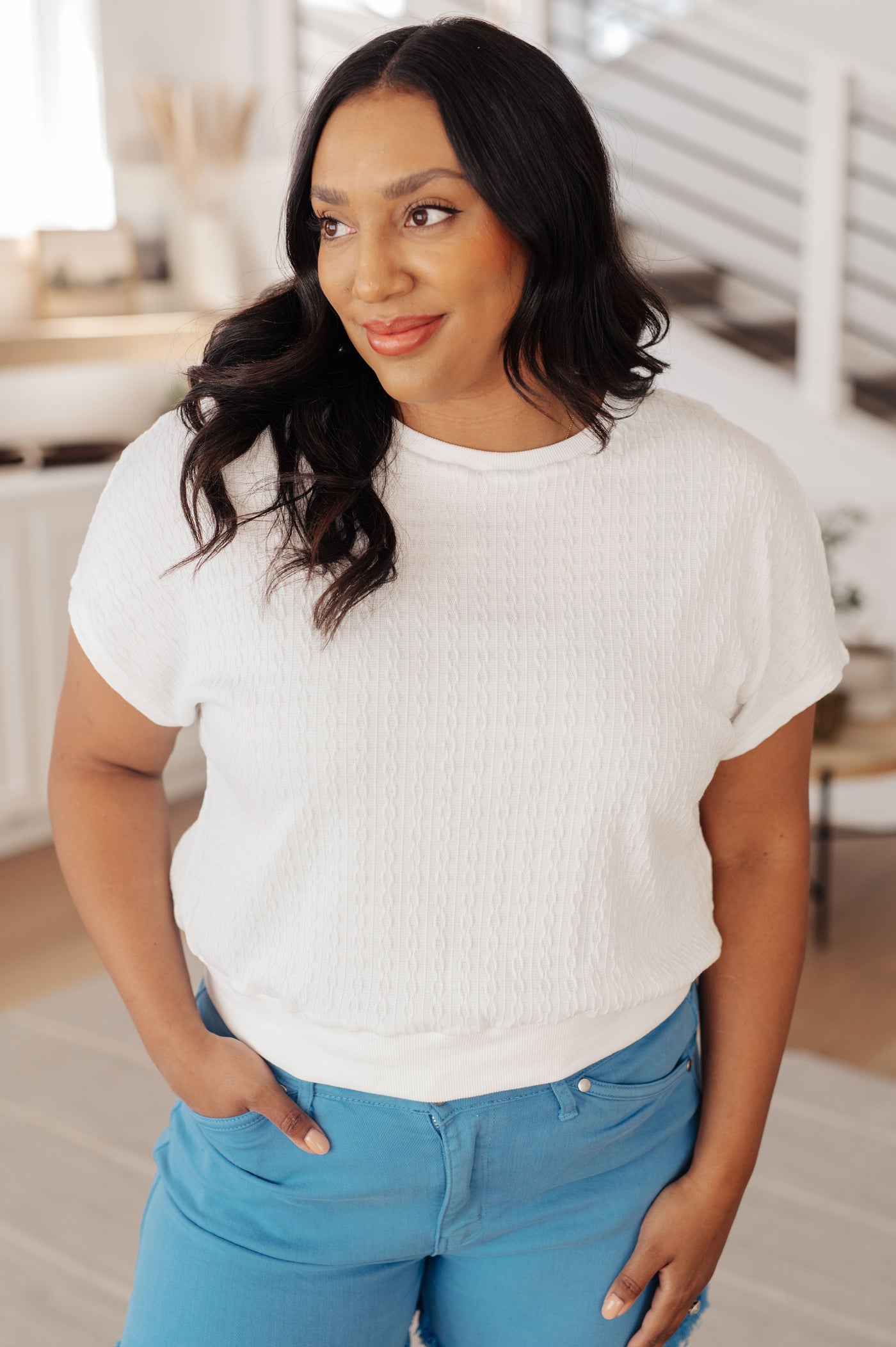 Clearly Classic Short Sleeve Top in White-Tops-Ave Shops-Market Street Nest, Fashionable Clothing, Shoes and Home Décor Located in Mabank, TX