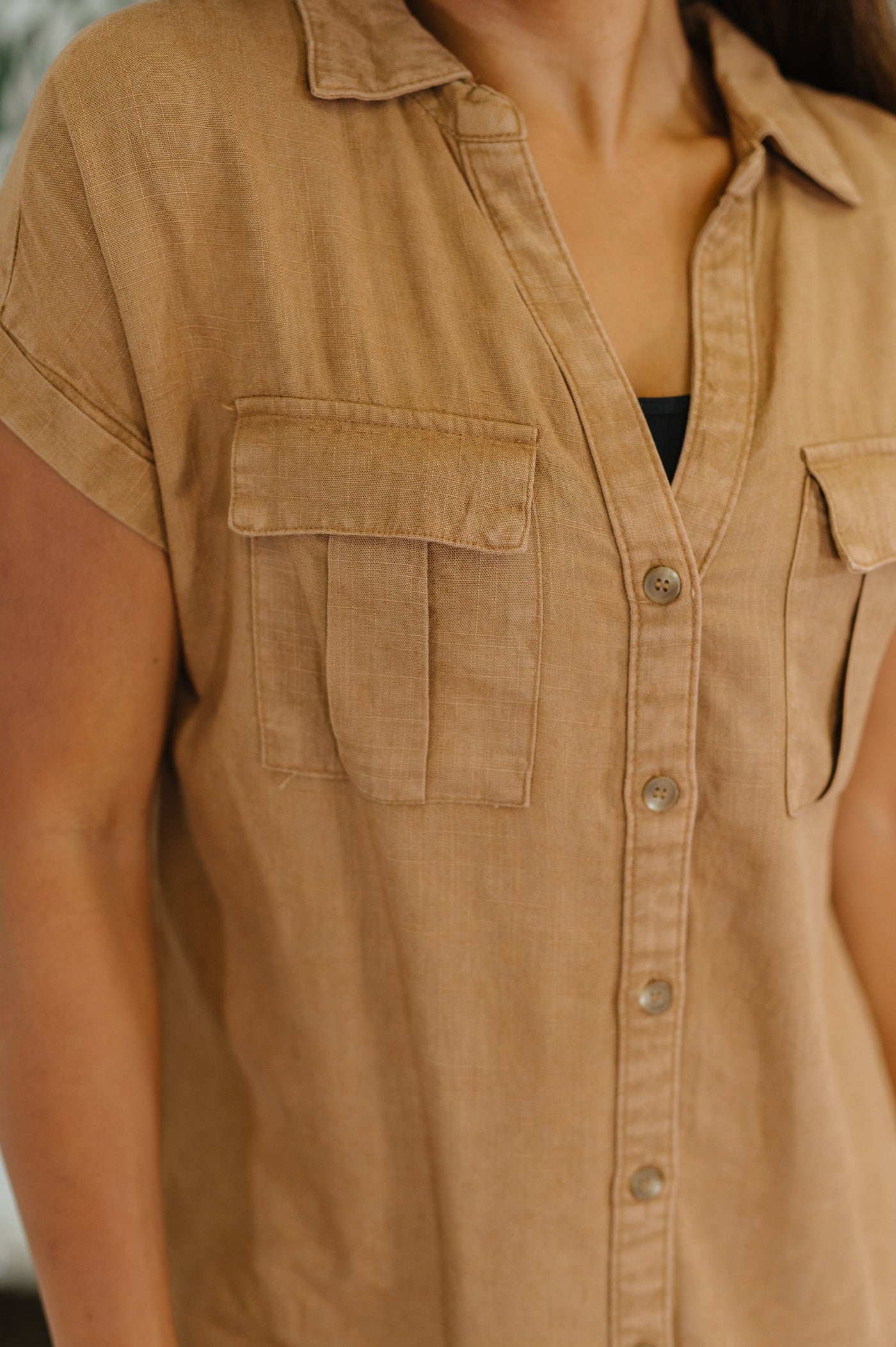 Cloud Nine to Five Button Down Blouse in Deep Camel-Womens-Ave Shops-Market Street Nest, Fashionable Clothing, Shoes and Home Décor Located in Mabank, TX