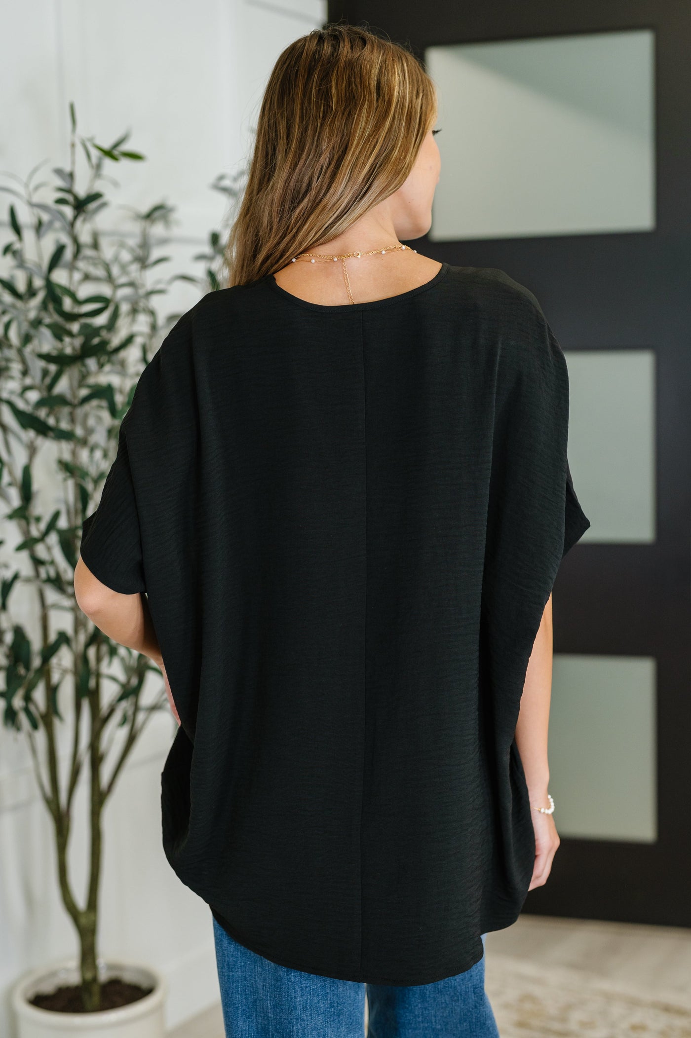 Coastal Ease V-Neck Top in Black-Womens-Ave Shops-Market Street Nest, Fashionable Clothing, Shoes and Home Décor Located in Mabank, TX