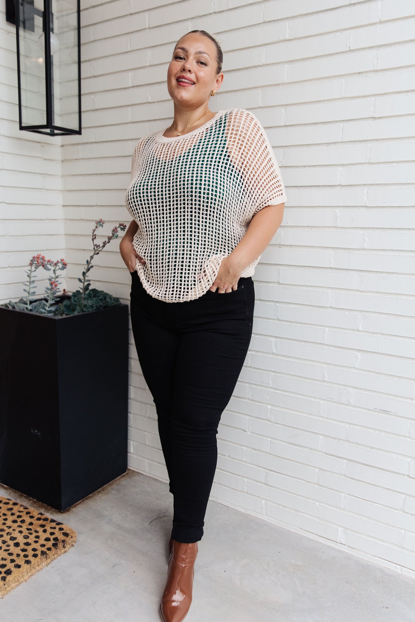 Coastal Dreams Fishnet Top in Cream-Tops-Ave Shops-Market Street Nest, Fashionable Clothing, Shoes and Home Décor Located in Mabank, TX
