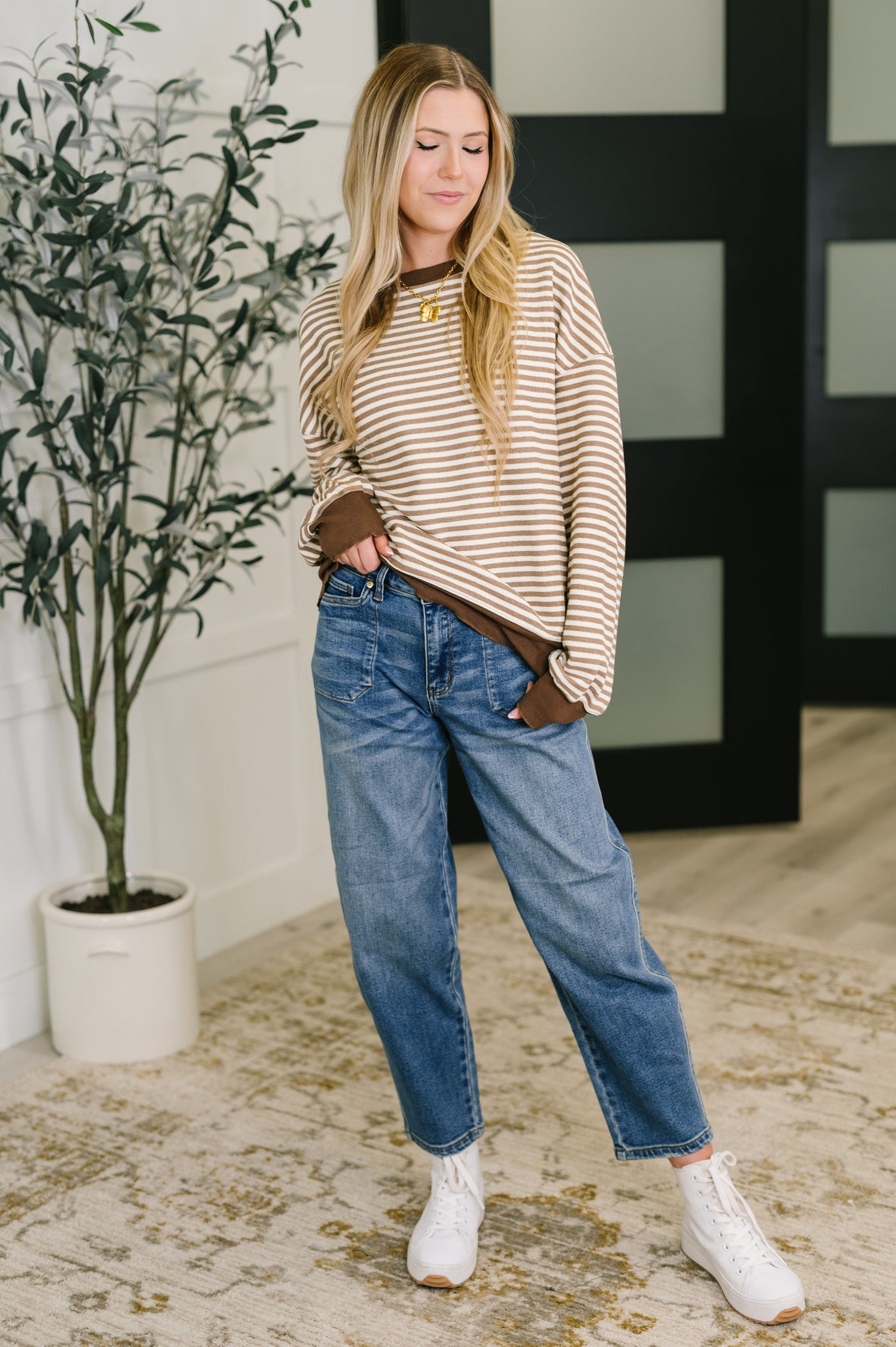 Cocoa Lane Stripe Top-Womens-Ave Shops-Market Street Nest, Fashionable Clothing, Shoes and Home Décor Located in Mabank, TX