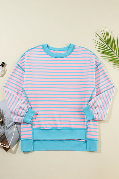 Color Clash Drop Shoulder Long Sleeve-Womens-Ave Shops-Market Street Nest, Fashionable Clothing, Shoes and Home Décor Located in Mabank, TX
