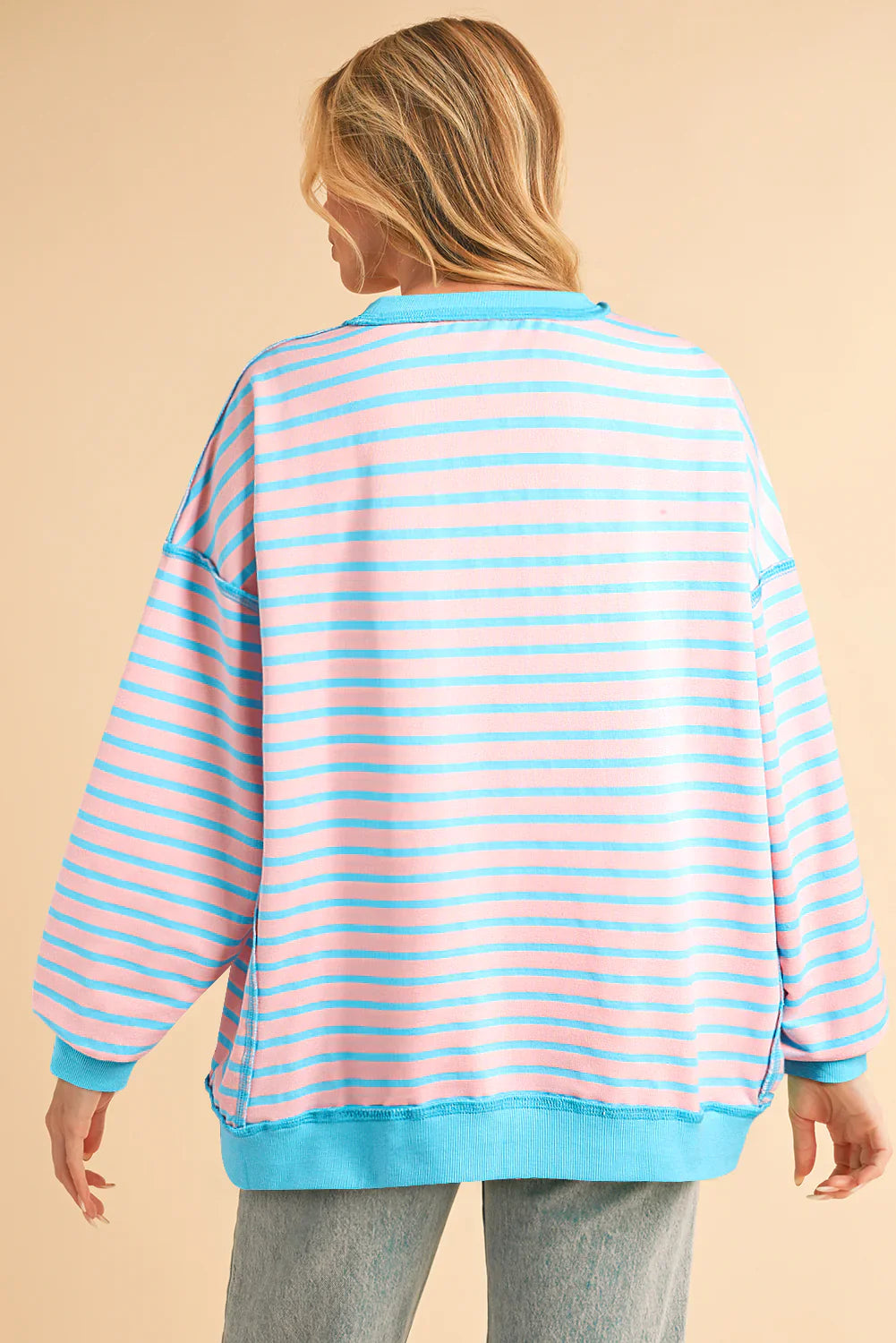 Color Clash Drop Shoulder Long Sleeve-Womens-Ave Shops-Market Street Nest, Fashionable Clothing, Shoes and Home Décor Located in Mabank, TX
