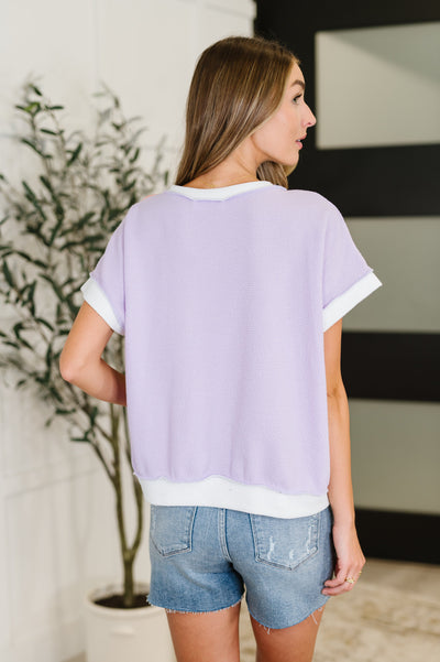 Contrast Club Color Block Top in Lilac, Orange and Denim-Womens-Ave Shops-Market Street Nest, Fashionable Clothing, Shoes and Home Décor Located in Mabank, TX