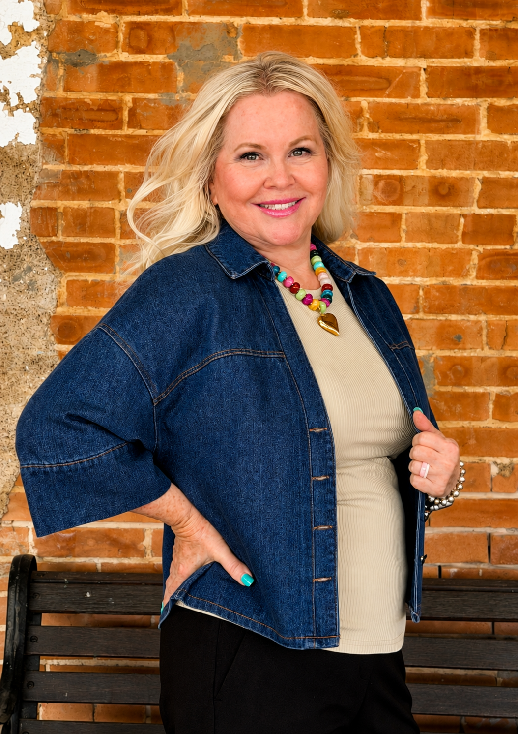 Cropped Wide Sleeve Denim Shirt in Dark Wash-08-Tops-Before You Collection-Market Street Nest, Fashionable Clothing, Shoes and Home Décor Located in Mabank, TX