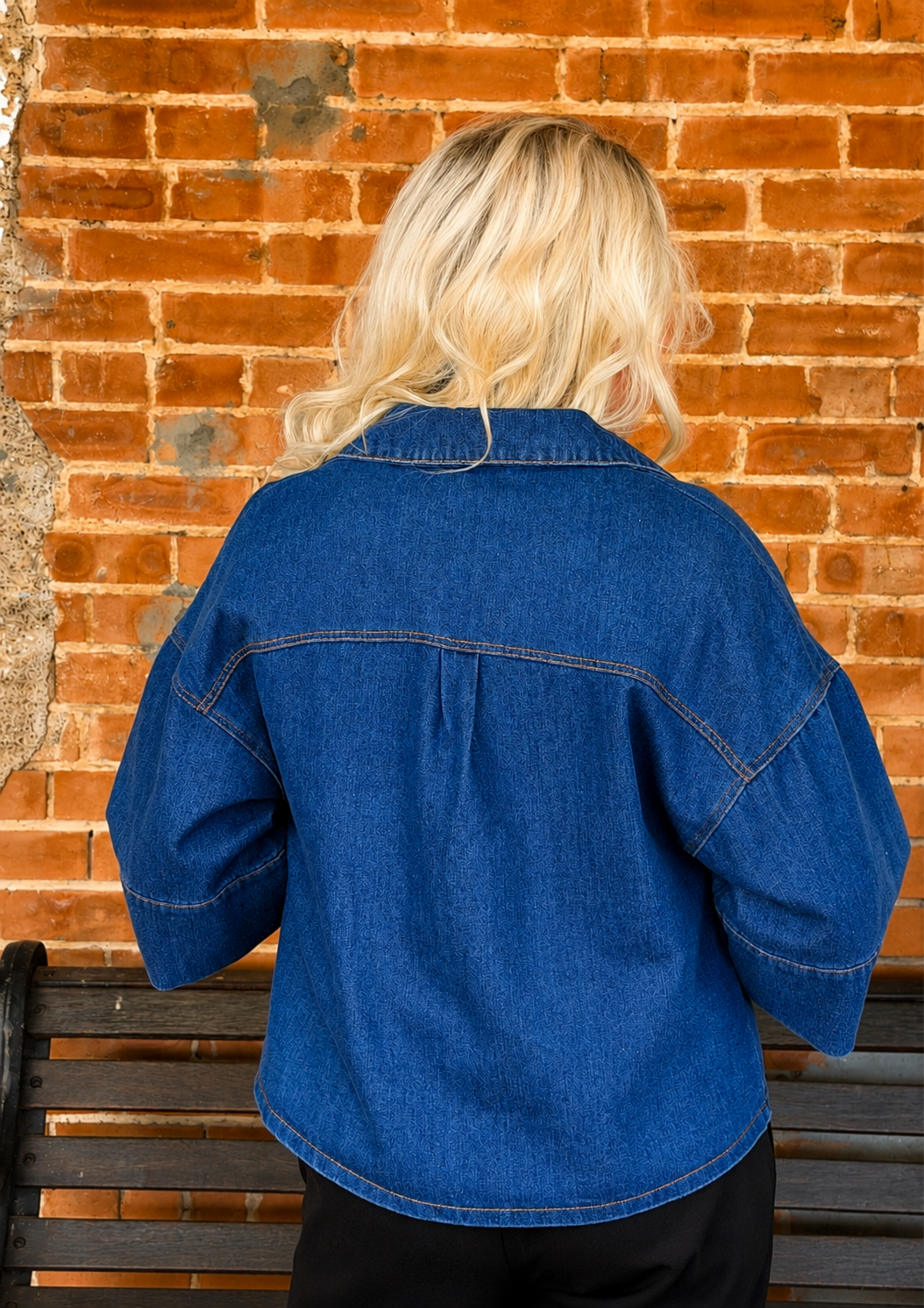 Cropped Wide Sleeve Denim Shirt in Dark Wash-08-Tops-Before You Collection-Market Street Nest, Fashionable Clothing, Shoes and Home Décor Located in Mabank, TX