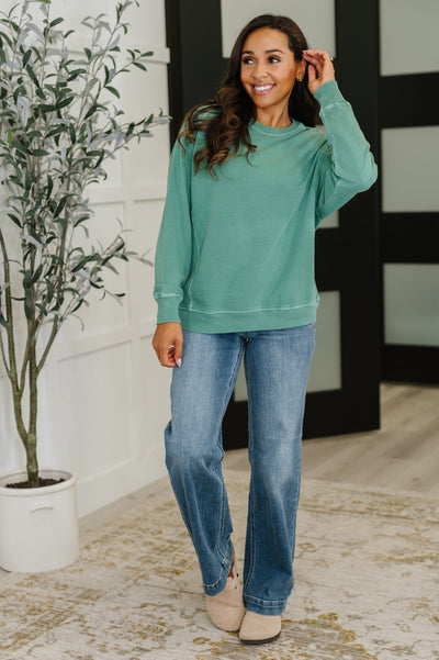 Daily Ease Mineral Wash Pullover in Dark Green-Womens-Ave Shops-Market Street Nest, Fashionable Clothing, Shoes and Home Décor Located in Mabank, TX