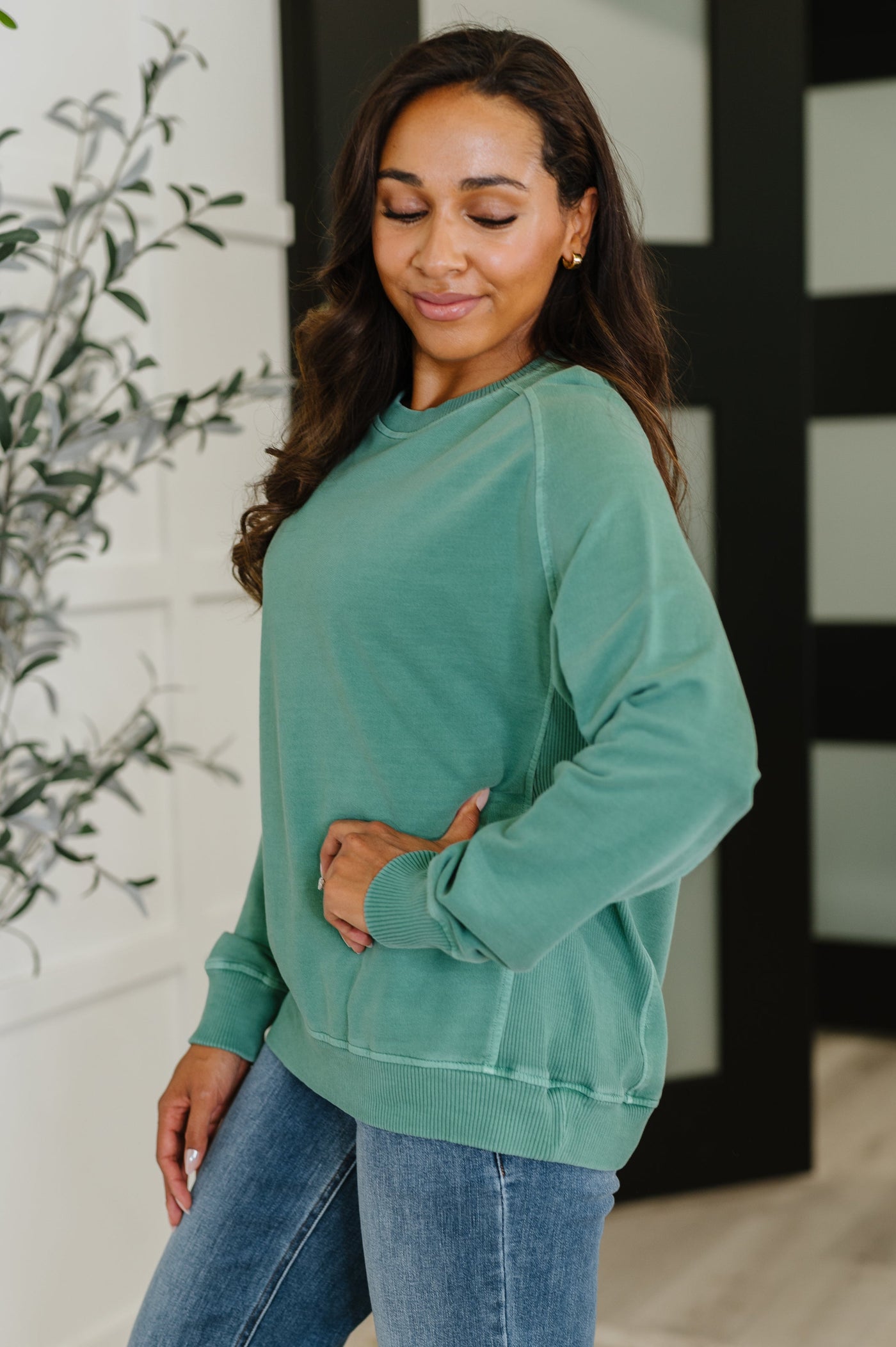 Daily Ease Mineral Wash Pullover in Dark Green-Womens-Ave Shops-Market Street Nest, Fashionable Clothing, Shoes and Home Décor Located in Mabank, TX