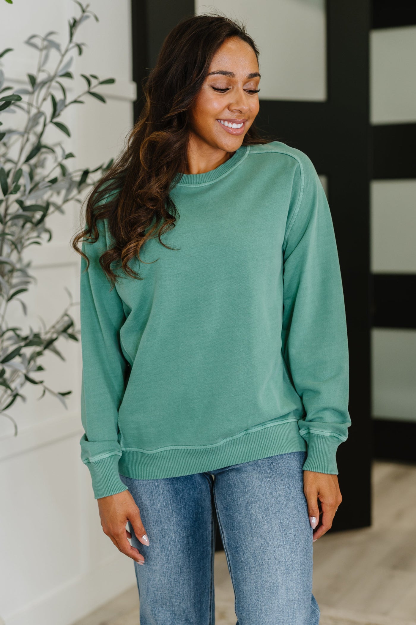 Daily Ease Mineral Wash Pullover in Dark Green-Womens-Ave Shops-Market Street Nest, Fashionable Clothing, Shoes and Home Décor Located in Mabank, TX