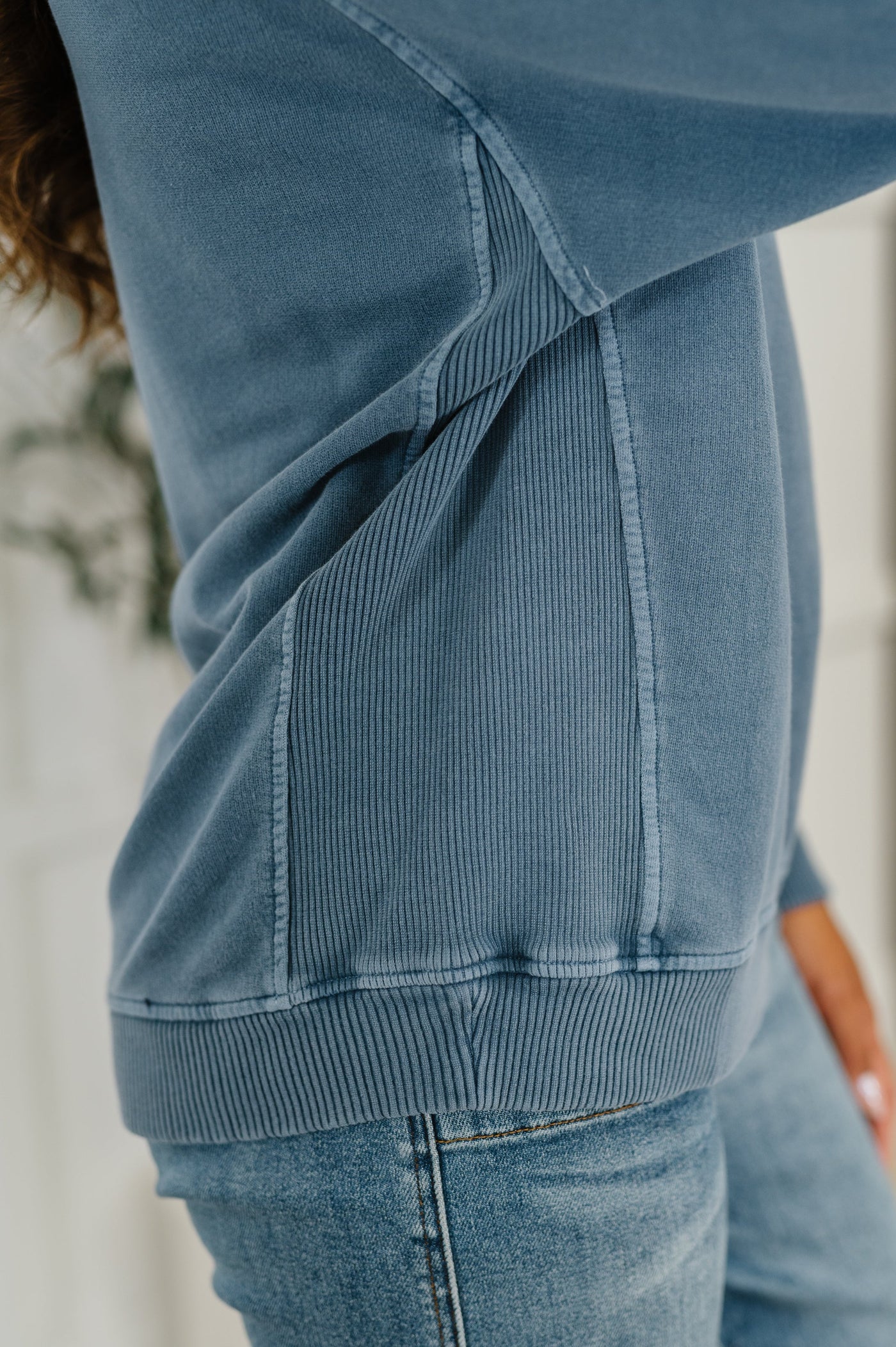 Daily Ease Mineral Wash Pullover in Dusty Blue-Womens-Ave Shops-Market Street Nest, Fashionable Clothing, Shoes and Home Décor Located in Mabank, TX