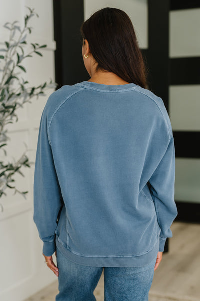Daily Ease Mineral Wash Pullover in Dusty Blue-Womens-Ave Shops-Market Street Nest, Fashionable Clothing, Shoes and Home Décor Located in Mabank, TX