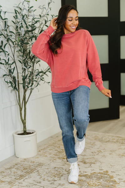 Daily Ease Mineral Wash Pullover in Ruby-Womens-Ave Shops-Market Street Nest, Fashionable Clothing, Shoes and Home Décor Located in Mabank, TX