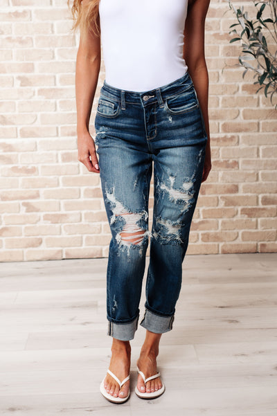 Danny Mid Rise Cuffed Destroy Boyfriend-Womens-Ave Shops-Market Street Nest, Fashionable Clothing, Shoes and Home Décor Located in Mabank, TX