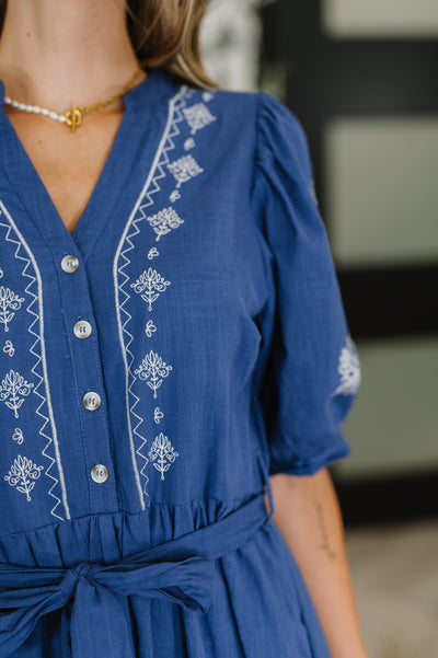 Delicate Devotion Puff Sleeve Dress in Blue-Womens-Ave Shops-Market Street Nest, Fashionable Clothing, Shoes and Home Décor Located in Mabank, TX