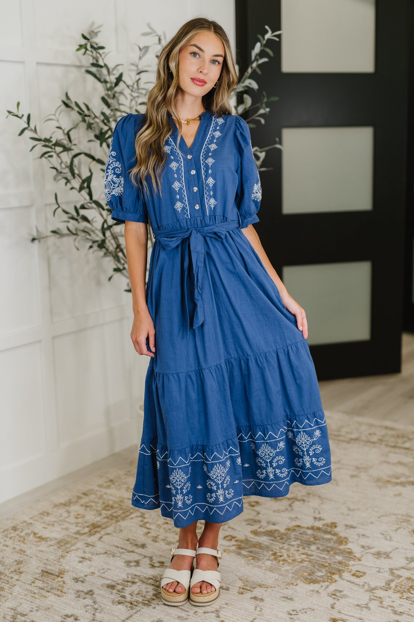 Delicate Devotion Puff Sleeve Dress in Blue-Womens-Ave Shops-Market Street Nest, Fashionable Clothing, Shoes and Home Décor Located in Mabank, TX