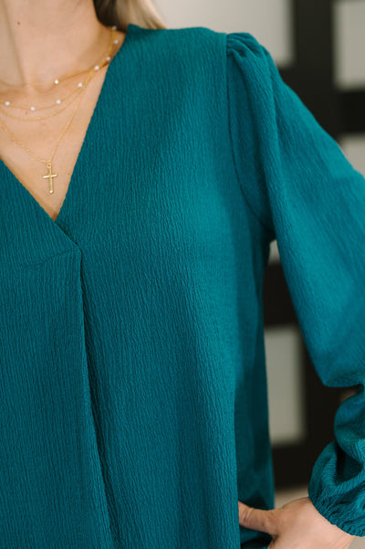 Desk to Dinner V-Neck Balloon Sleeve Blouse-Womens-Ave Shops-Market Street Nest, Fashionable Clothing, Shoes and Home Décor Located in Mabank, TX