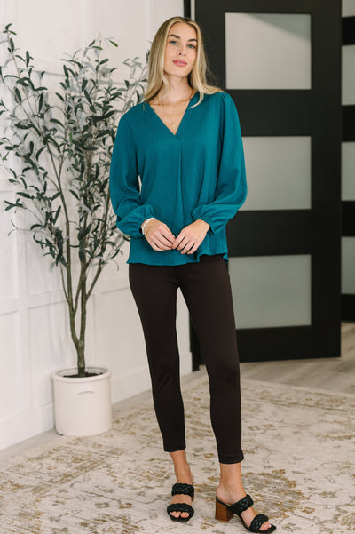 Desk to Dinner V-Neck Balloon Sleeve Blouse-Womens-Ave Shops-Market Street Nest, Fashionable Clothing, Shoes and Home Décor Located in Mabank, TX