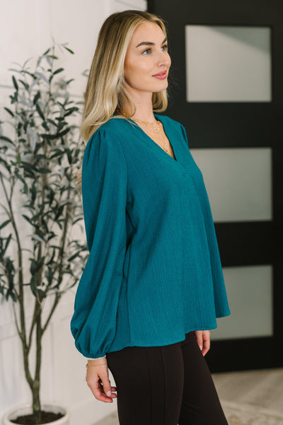Desk to Dinner V-Neck Balloon Sleeve Blouse-Womens-Ave Shops-Market Street Nest, Fashionable Clothing, Shoes and Home Décor Located in Mabank, TX