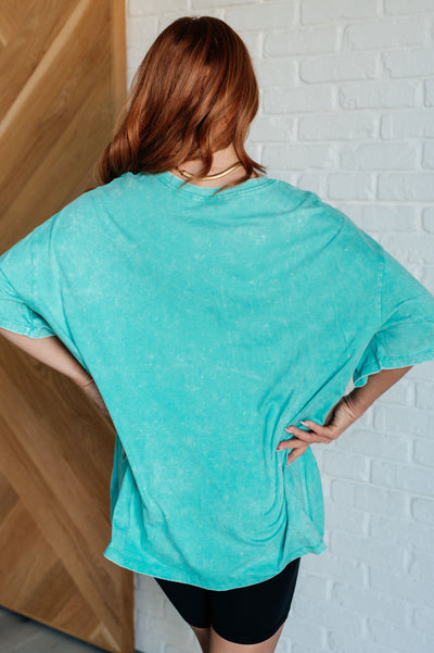 Don't Mind Me Mineral Wash Drop Shoulder Tee in Turquoise-Tops-Ave Shops-Market Street Nest, Fashionable Clothing, Shoes and Home Décor Located in Mabank, TX