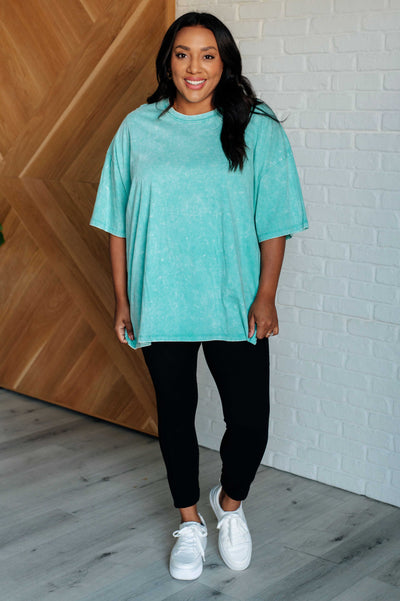 Don't Mind Me Mineral Wash Drop Shoulder Tee in Turquoise-Tops-Ave Shops-Market Street Nest, Fashionable Clothing, Shoes and Home Décor Located in Mabank, TX