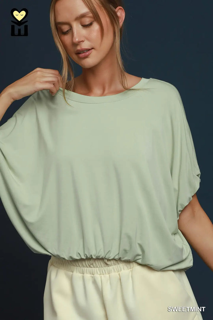 Double Lined Bubble Sleeve &amp; Hem Top - Sweet Home Mohme-08-Tops-Umgee USA Inc-Market Street Nest, Fashionable Clothing, Shoes and Home Décor Located in Mabank, TX