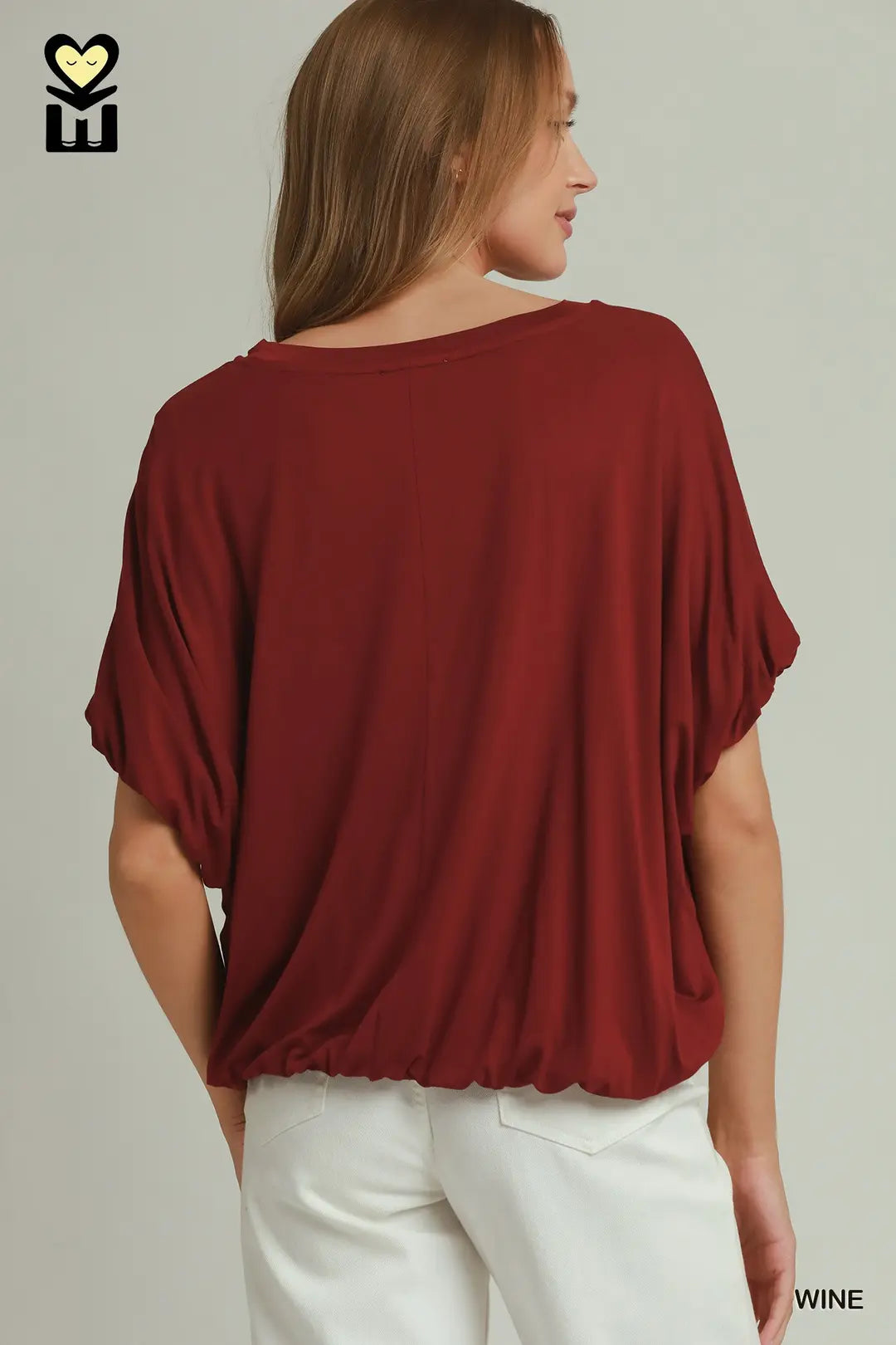 Double Lined Bubble Sleeve &amp; Hem Top - Wine-08-Tops-Umgee USA Inc-Market Street Nest, Fashionable Clothing, Shoes and Home Décor Located in Mabank, TX