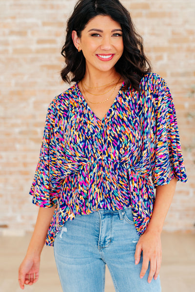 Dreamer Peplum Top in Painted Royal Multi-Tops-Ave Shops-Market Street Nest, Fashionable Clothing, Shoes and Home Décor Located in Mabank, TX