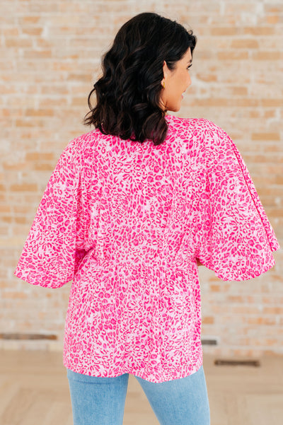 Dreamer Peplum Top in Pink Leopard-Tops-Ave Shops-Market Street Nest, Fashionable Clothing, Shoes and Home Décor Located in Mabank, TX