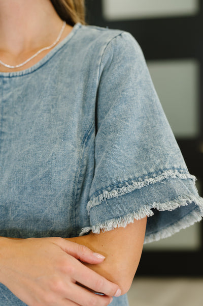Dressed & Obsessed Chambray T-Shirt Dress in Indigo-Womens-Ave Shops-Market Street Nest, Fashionable Clothing, Shoes and Home Décor Located in Mabank, TX