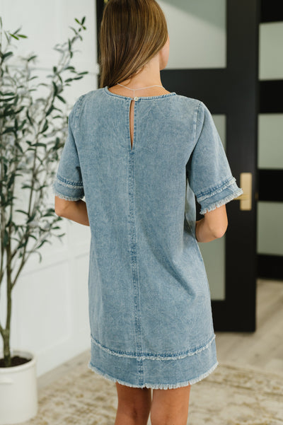 Dressed & Obsessed Chambray T-Shirt Dress in Indigo-Womens-Ave Shops-Market Street Nest, Fashionable Clothing, Shoes and Home Décor Located in Mabank, TX